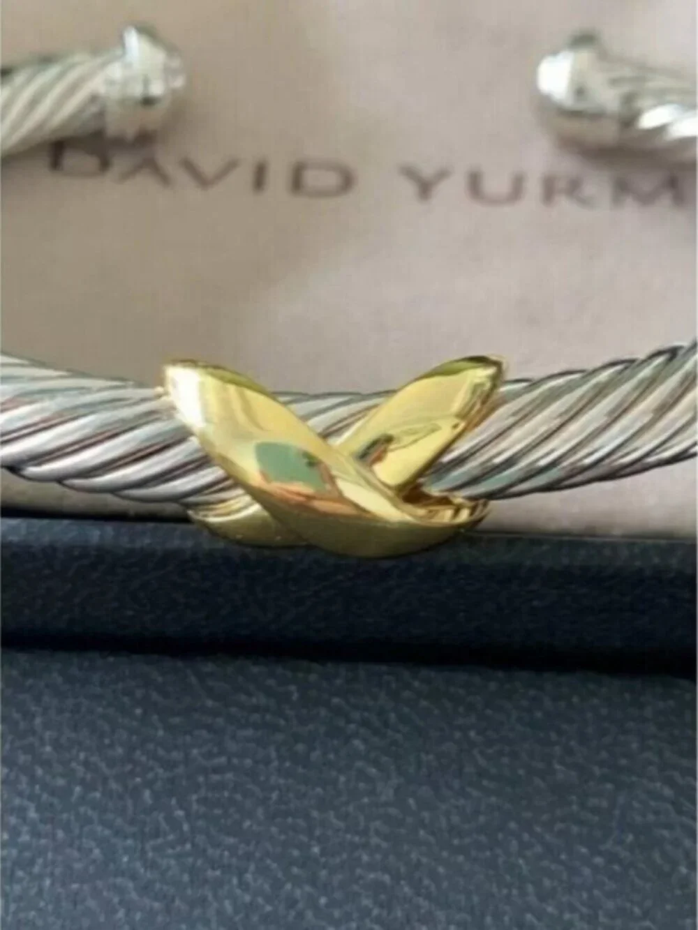 🚃David Yurman Silver Bracelet with Gold Accents 7mm